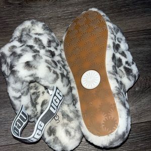 Leopard ugg slides gently worn (authentic)